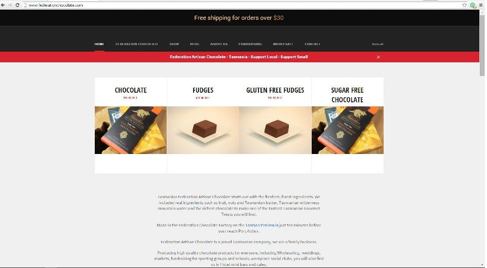 New Website, lots of yummy treats! Free Delivery for orders over $30. - Federation Artisan Chocolate